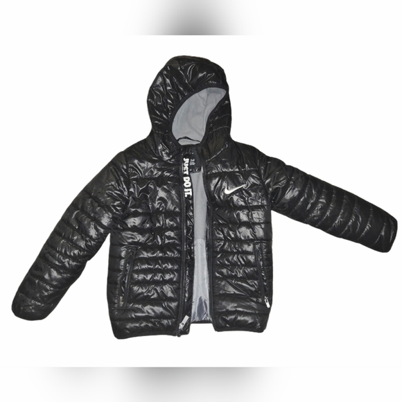 Nike Boys (7) Black Hooded Puffer Jacket - Picture 4 of 5